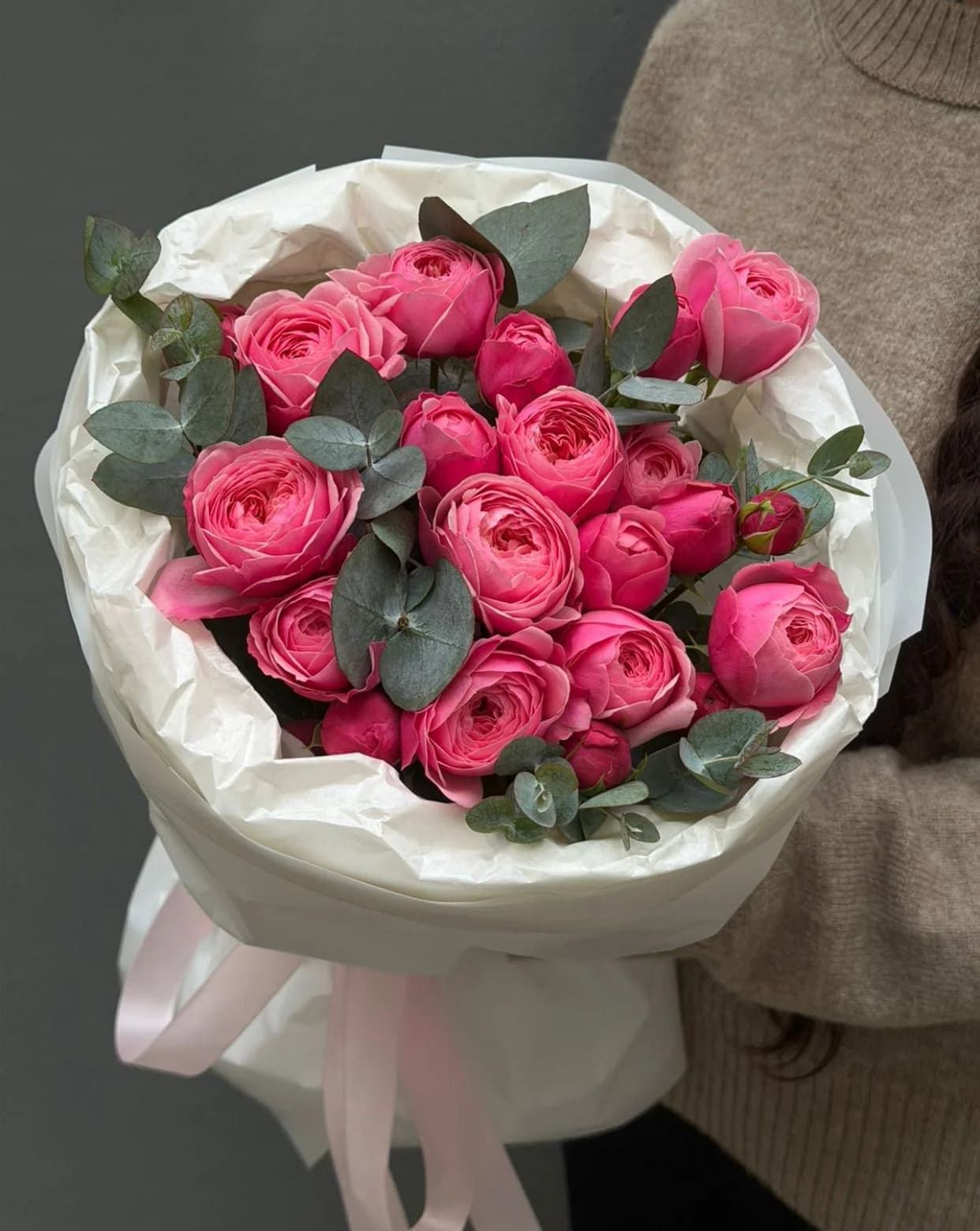 Моно букет из кустовых роз Pink Silva