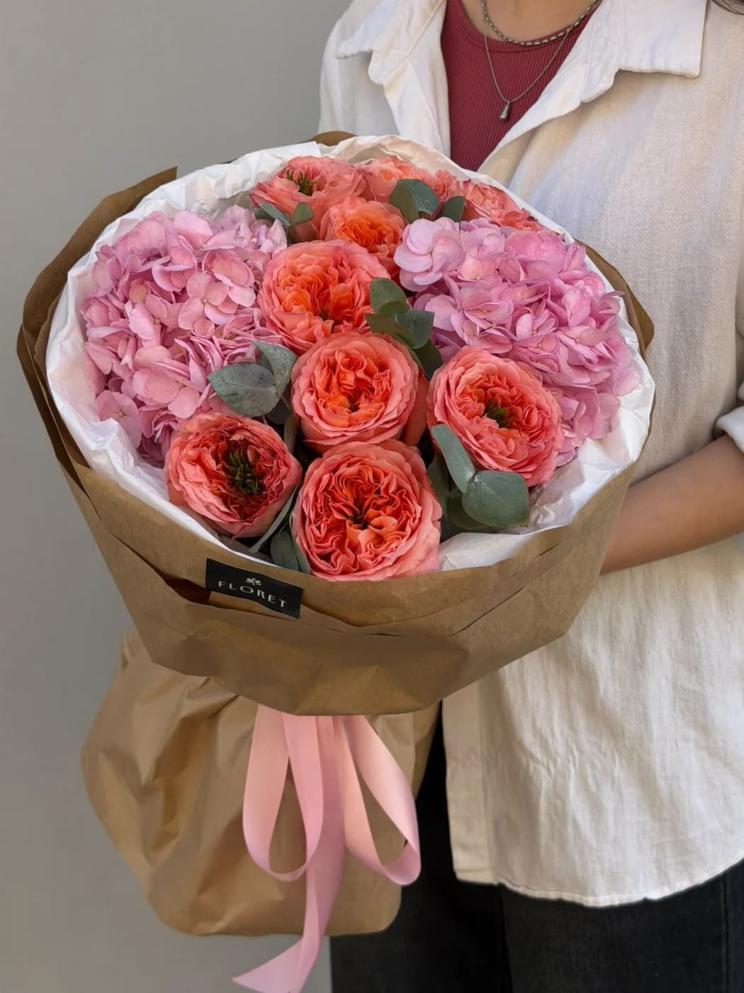 Дуо-букет из Mandarin Xpression и Hydrangea Pink Jumbo